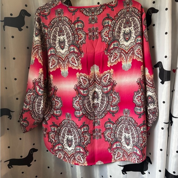 Haggar Pink Graphic Blouse with 3/4 Sleeves - Picture 3 of 4